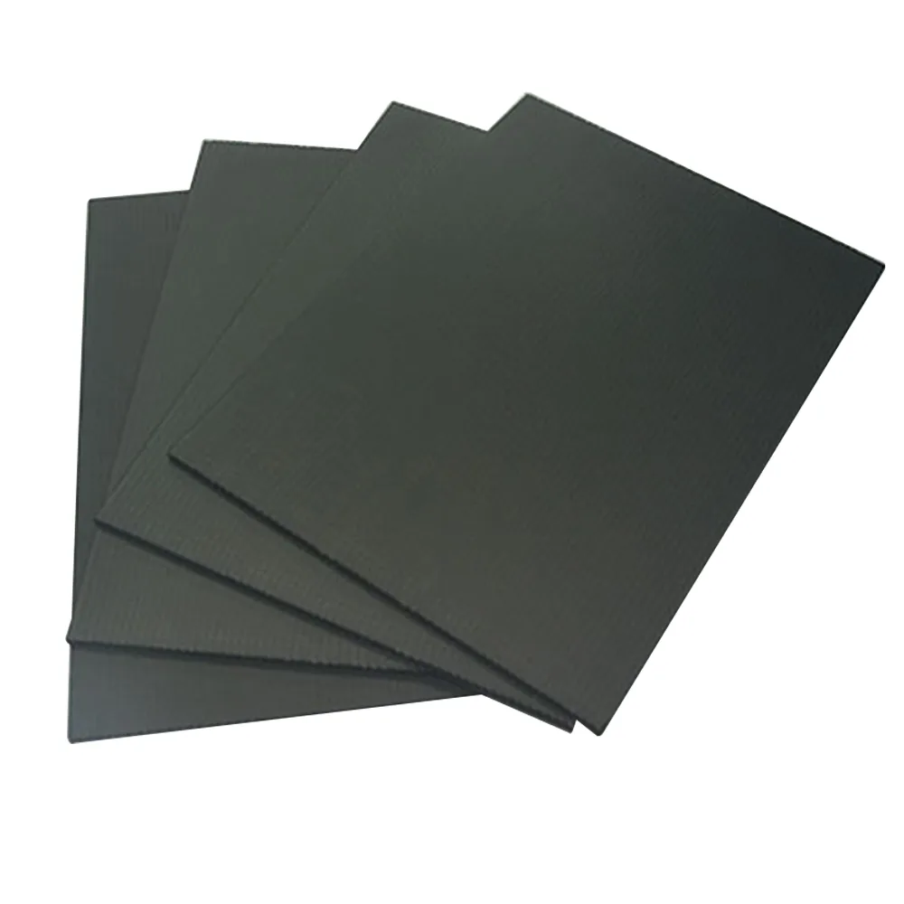Black PP hollow sheet samples for ESD packaging material selection